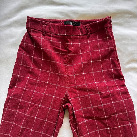 Forever21 Red and White Windowpane Work Pants - Picture 5 of 6